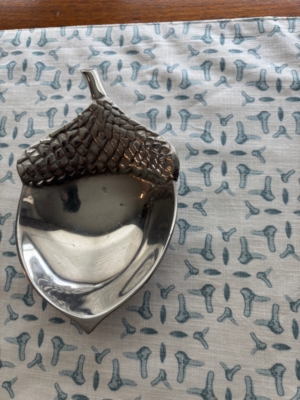 Mariposa Silver Acorn Leaf Serving Dish